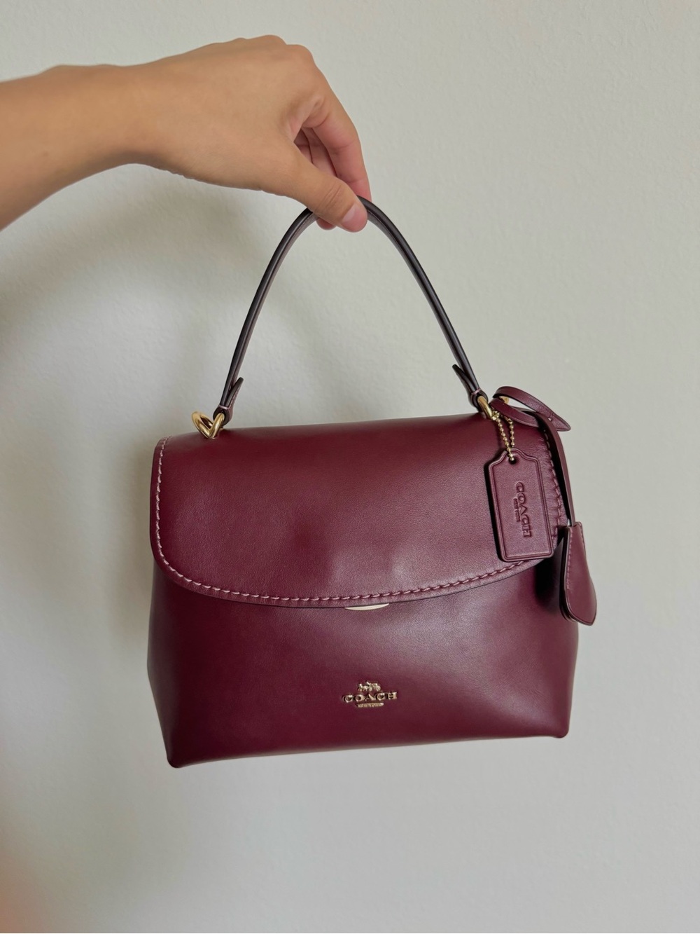 Coach Emory top handle maroon burgundy NWOT